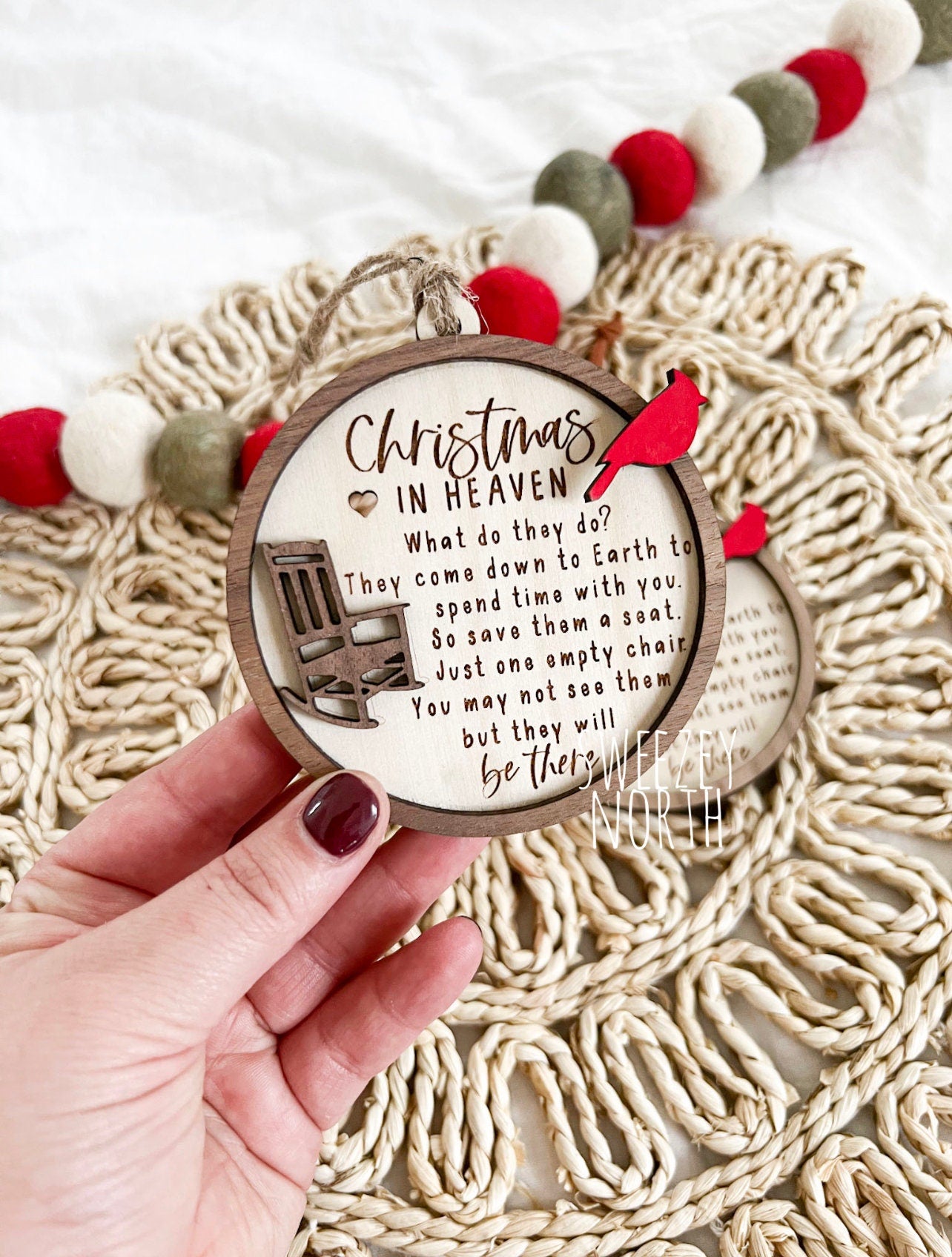christmas in heaven | save a seat for angel | cardinal ornament | remembrance ornament | in memory ornament | christmas cardinal ornament