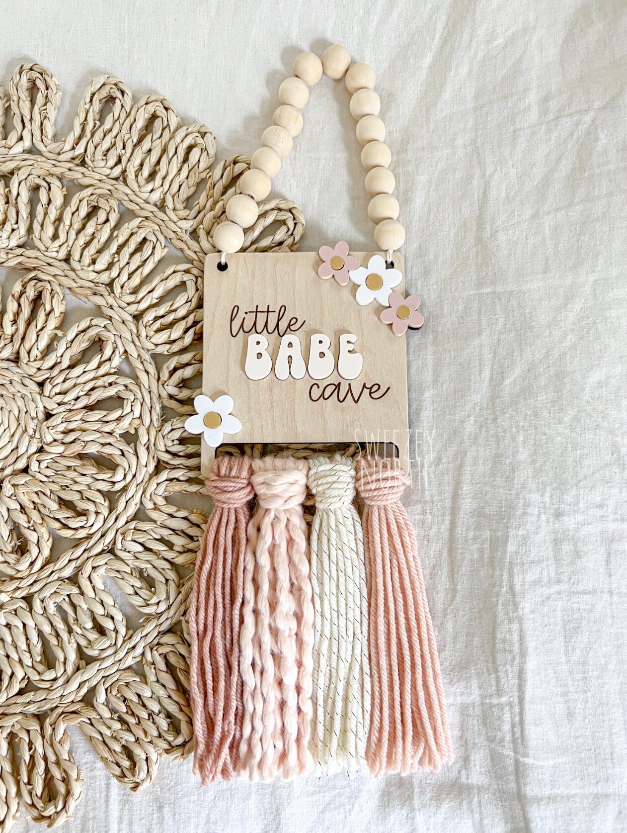 She is magic | little babe cave | boho girls decor | floral girls sign | nursery decor | macrame sign | babe cave | daisy sign | boho daisy