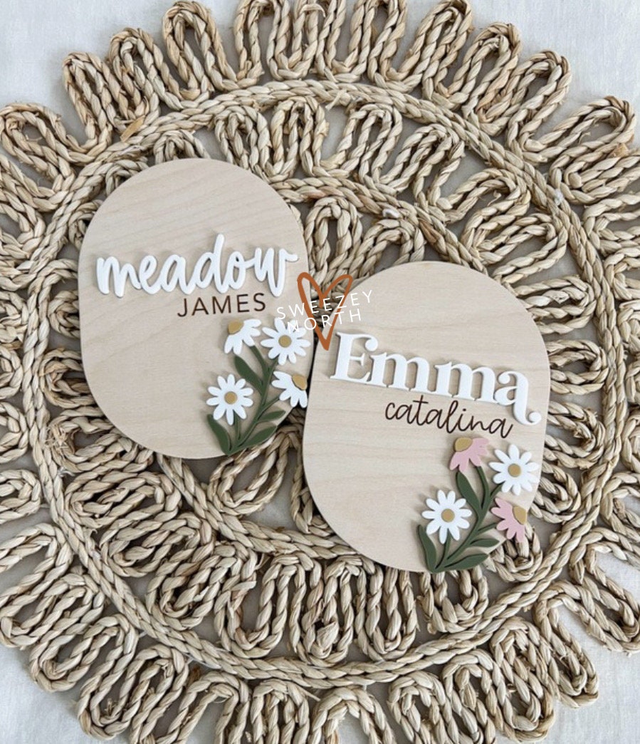 Floral Birth Announcement Sign