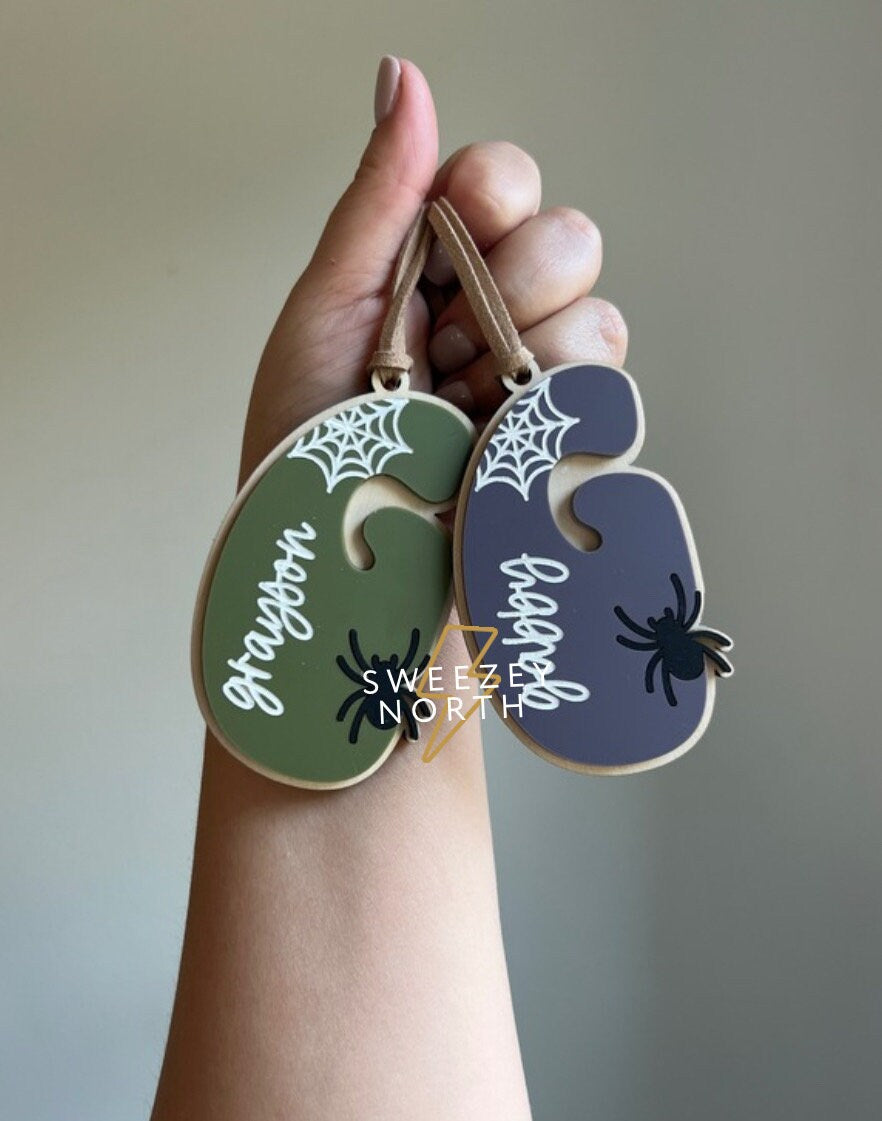 Halloween basket tag | halloween bag tag | boho tag | boo bag | boo basket tag | name tag | ghost tag | spider Halloween tag