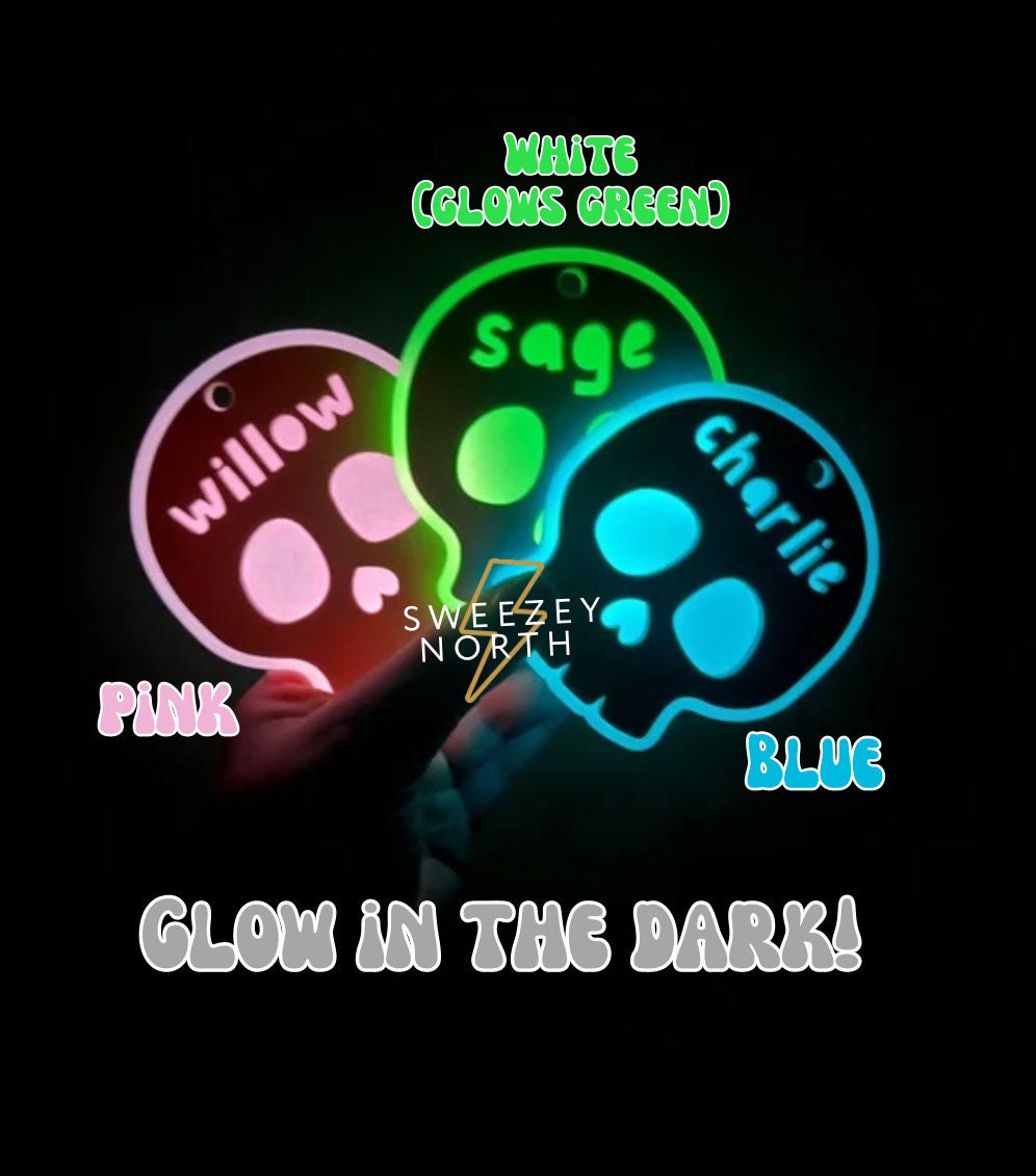 Skull tag | halloween bag tag | boho tag | boo bag | boo basket tag | name tag | boo basket | Halloween basket | glow in the dark