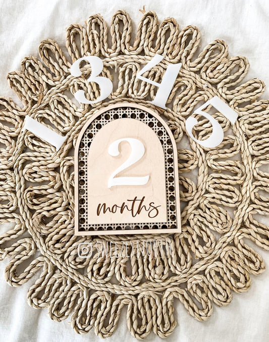 Cane monthly milestone | baby photo props | monthly photo prop | milestone marker rattan | wood | Rattan Milestone | milestone marker