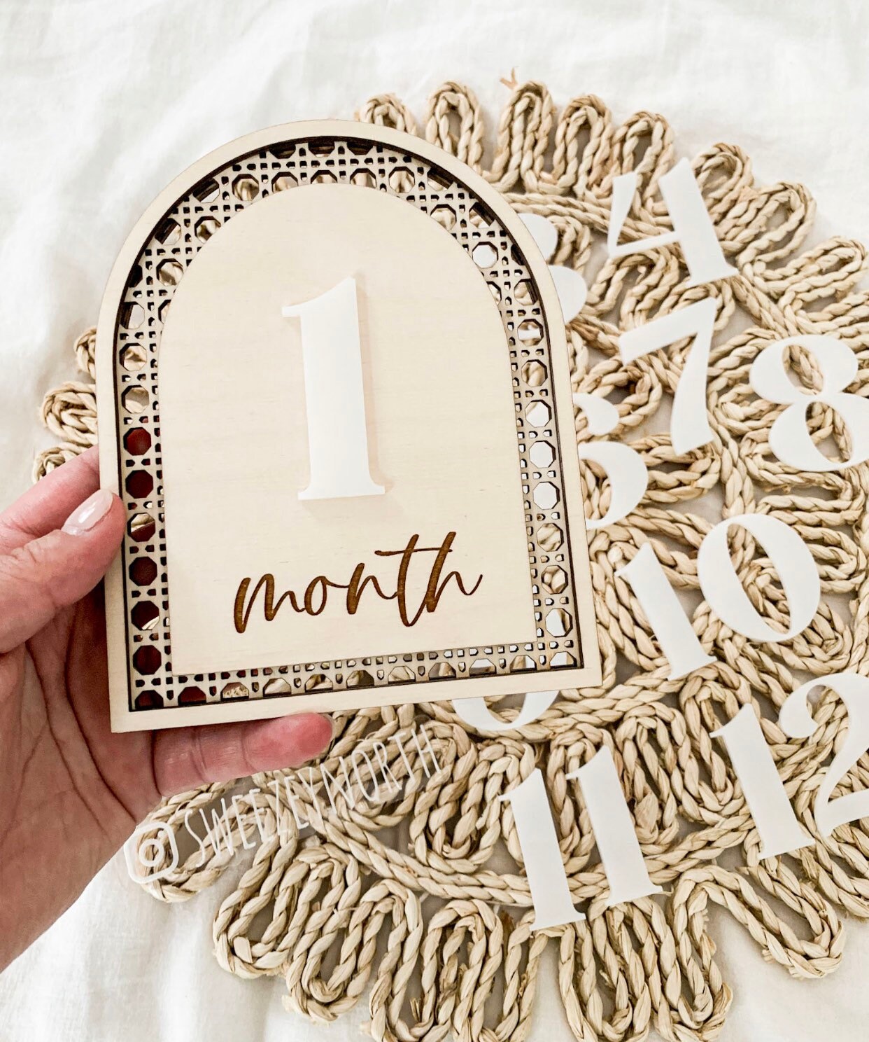 Cane monthly milestone | baby photo props | monthly photo prop | milestone marker rattan | wood | Rattan Milestone | milestone marker