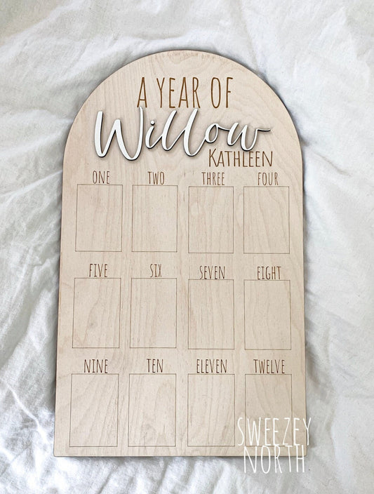 One year of Board, photo Board, First Birthday Decor, First Birthday Display, One Year of Baby, Birthday Decor, boho birthday, personalized