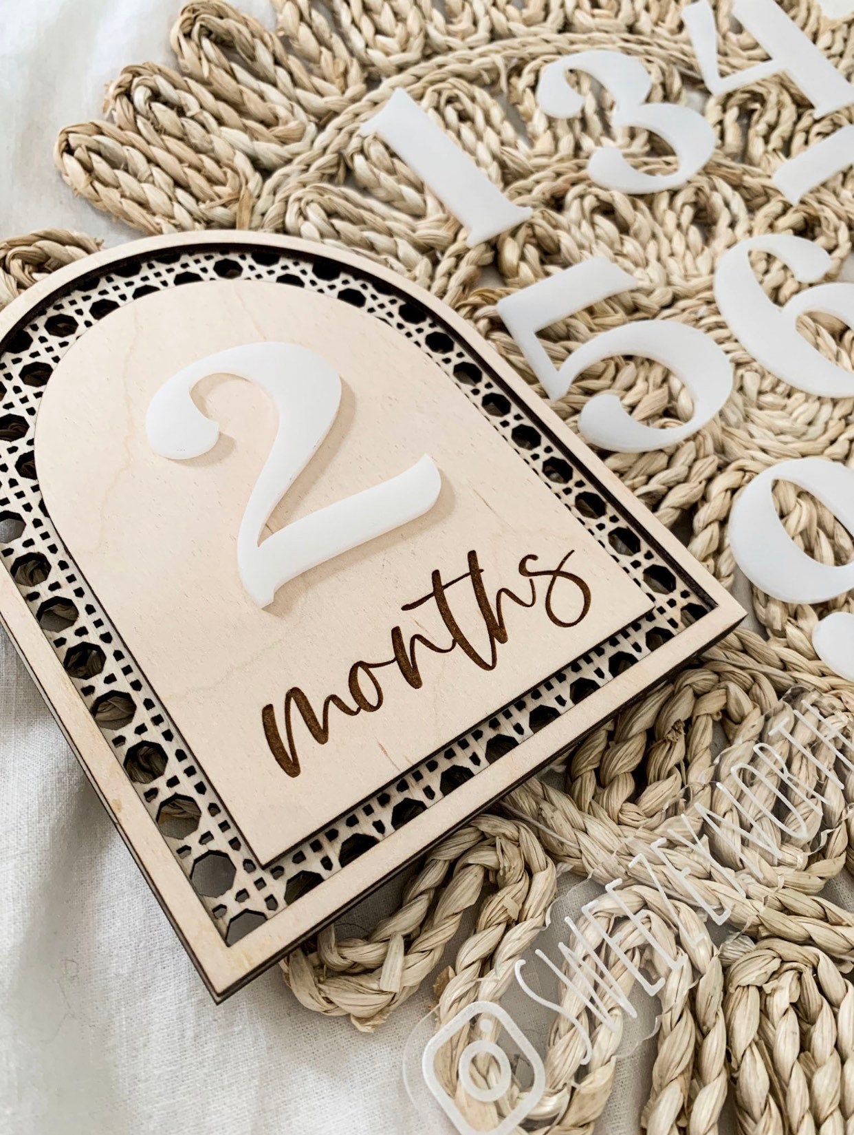 Cane monthly milestone | baby photo props | monthly photo prop | milestone marker rattan | wood | Rattan Milestone | milestone marker