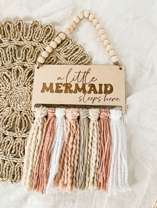 Little mermaid sleeps here | boho | nursery sign | girls room decor | nursery | mermaid nursery | mermaid decor | boho room decor