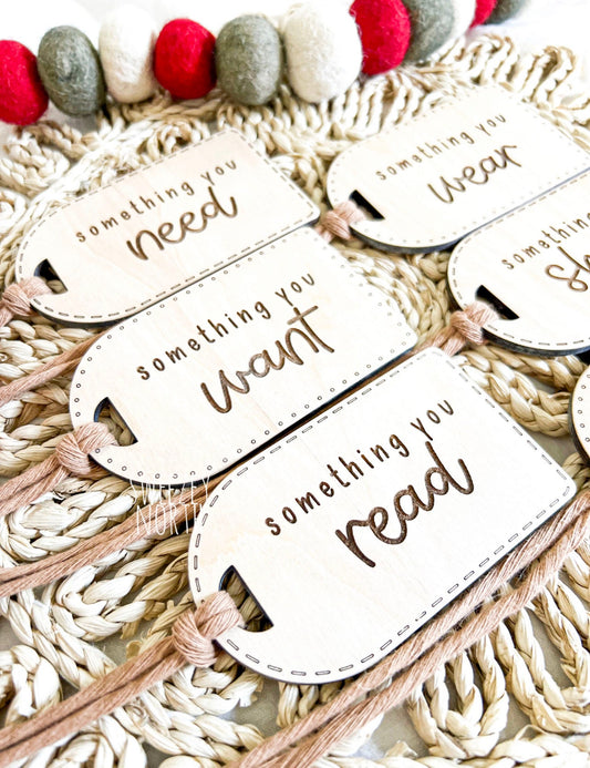 gift tags | minimalist gift tag | engraved gift tag | wood gift tag | something you need tags | mindful gift tags