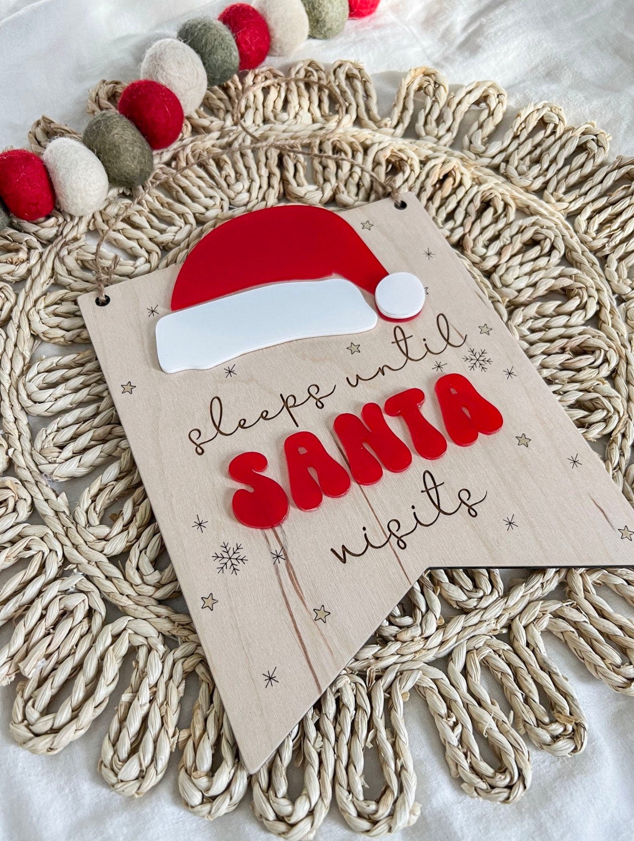 Sleeps until Santa Sign | Dry Erase Sign | Christmas dry erase countdown | santa countdown | days until christmas | sleeps until santa