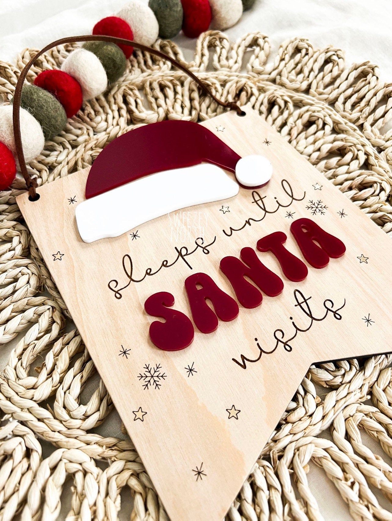 Sleeps until Santa Sign | Dry Erase Sign | Christmas dry erase countdown | santa countdown | days until christmas | sleeps until santa