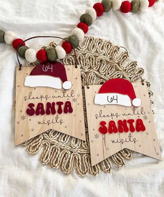 Sleeps until Santa Sign | Dry Erase Sign | Christmas dry erase countdown | santa countdown | days until christmas | sleeps until santa