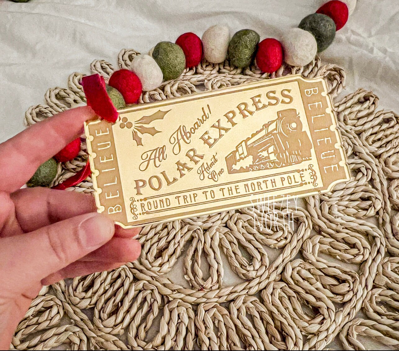 Polar express ornament | train ticket | Christmas Ornament | polar express ticket | train ride ornament | believe ornament | golden ticket