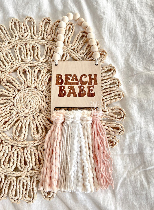 Beach Babe Cave| girls room decor | girls nursery | ocean theme nursery | macrame wood sign | boho beach room decor | mermaid | babe cave