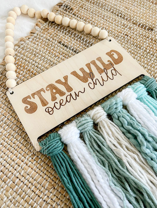 Ocean child | boho | Beach nursery sign | boys room decor | boys nursery | surfer decor | ocean theme nursery | little surfer | stay wild