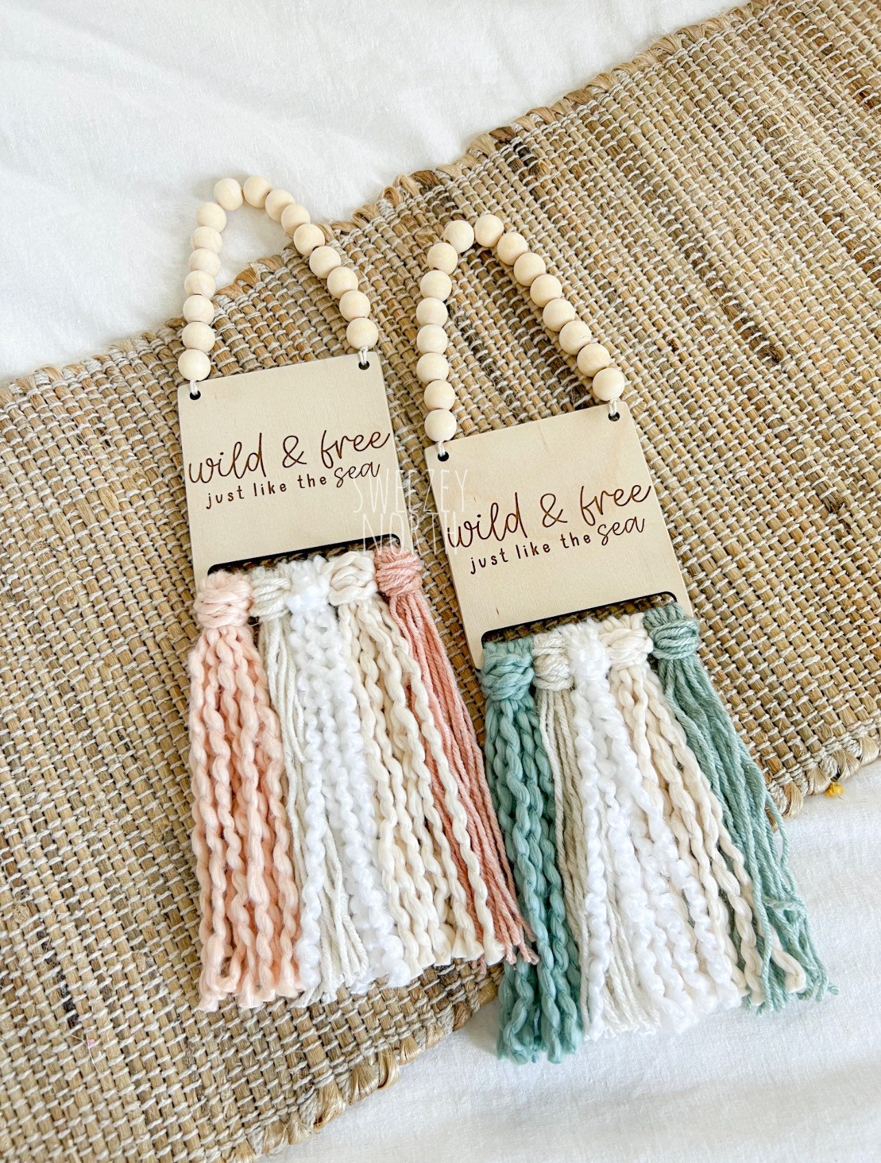 Wild and free | girls room decor | girls nursery | ocean theme nursery  | macrame wood sign | boho beach room decor | boys room decor | surf