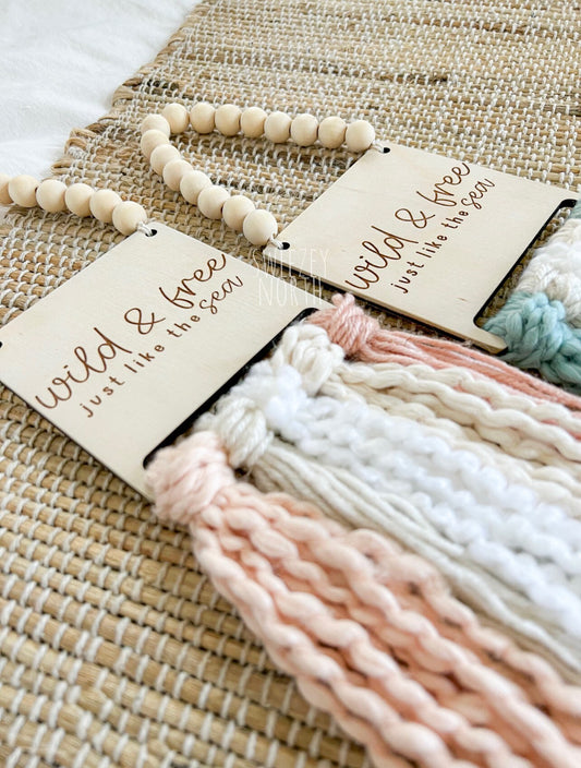 Wild and free | girls room decor | girls nursery | ocean theme nursery | macrame wood sign | boho beach room decor | boys room decor | surf