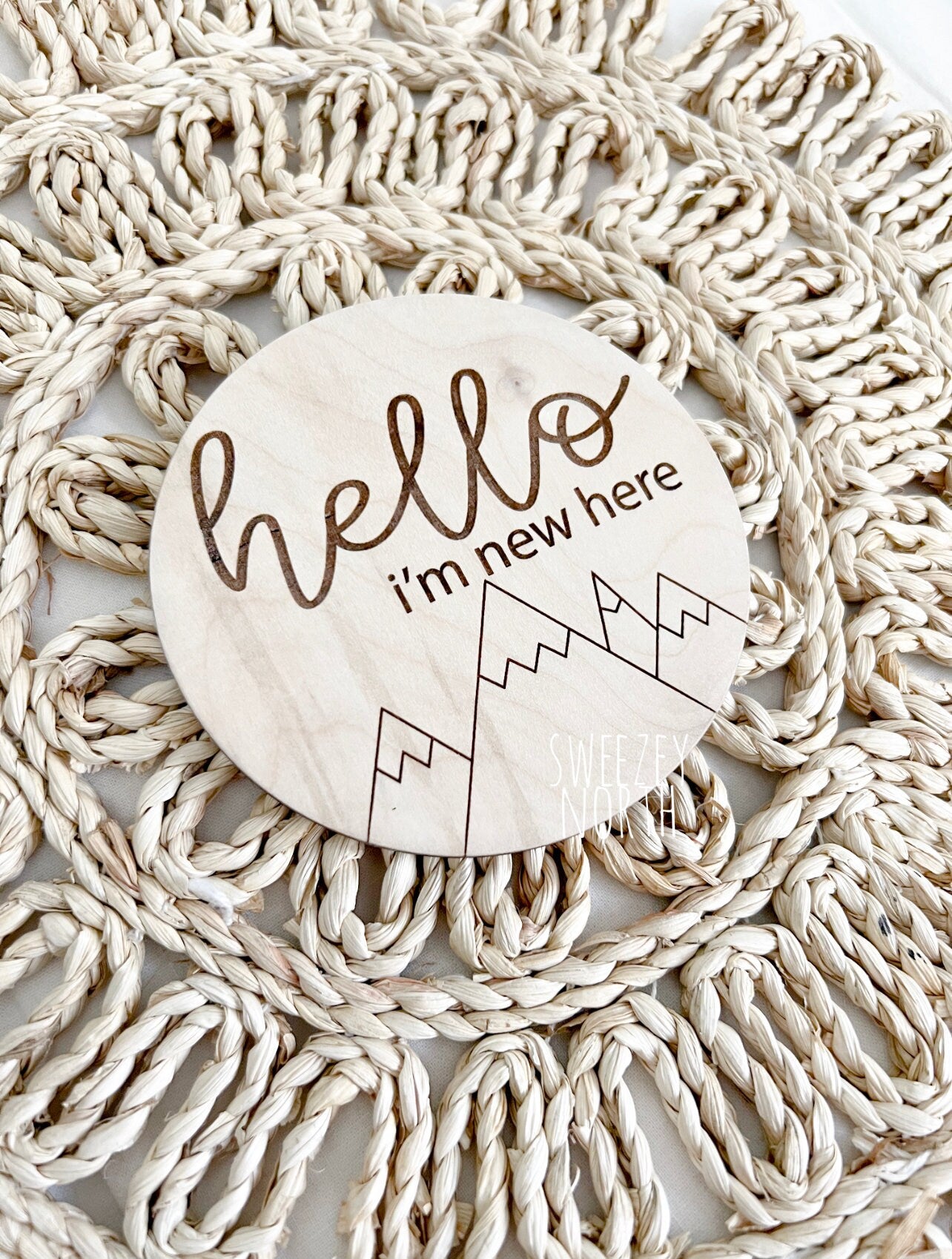 Mini Birth Announcement | Newborn | Wooden Name Disc |Pregnancy Announcement | Name Announcement Plaque