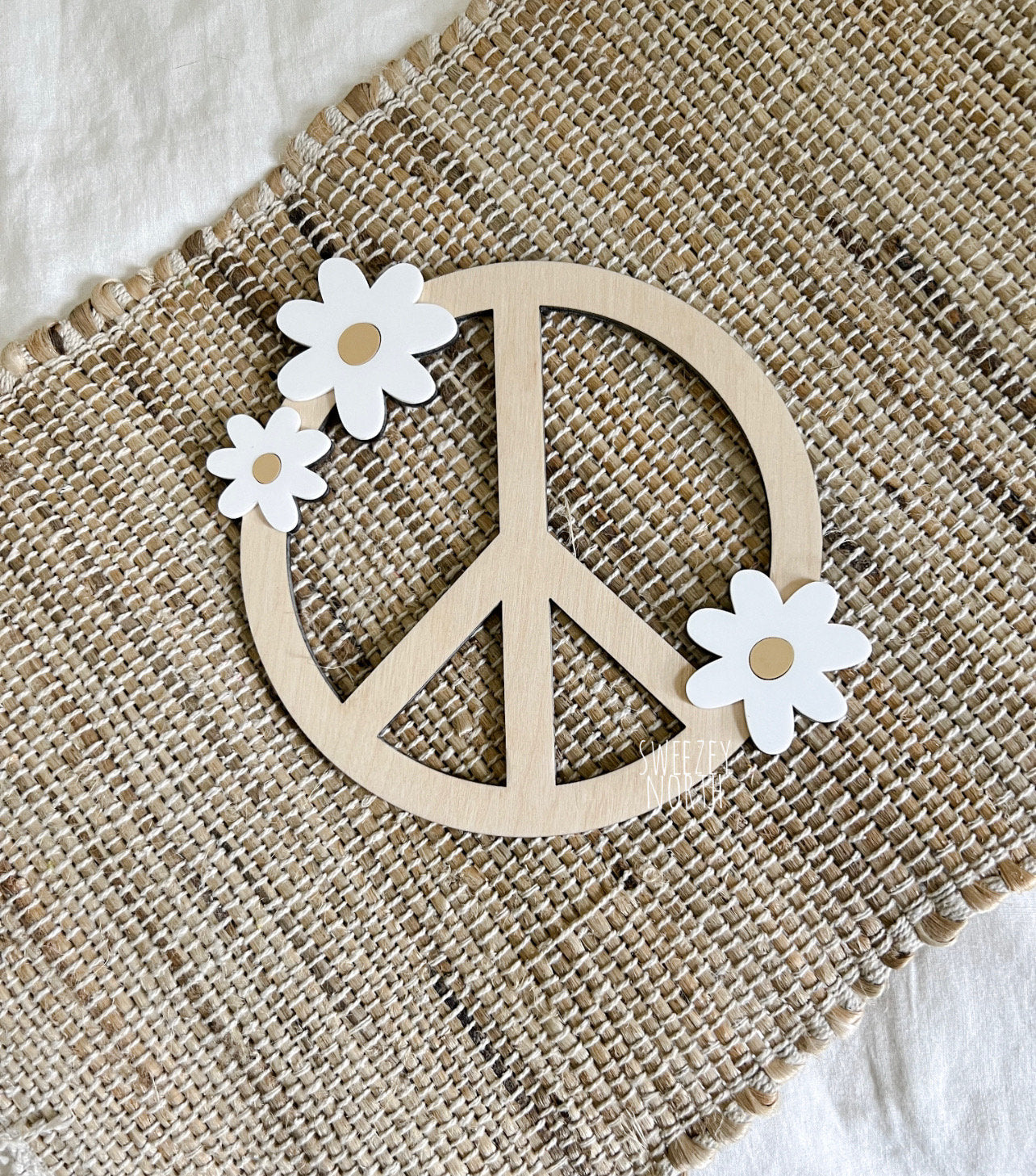 Peace sign | cane peace sign decor | boho girls decor | beach decor | mermaid decor | groovy decor | girls room decor | faux rattan | daisy