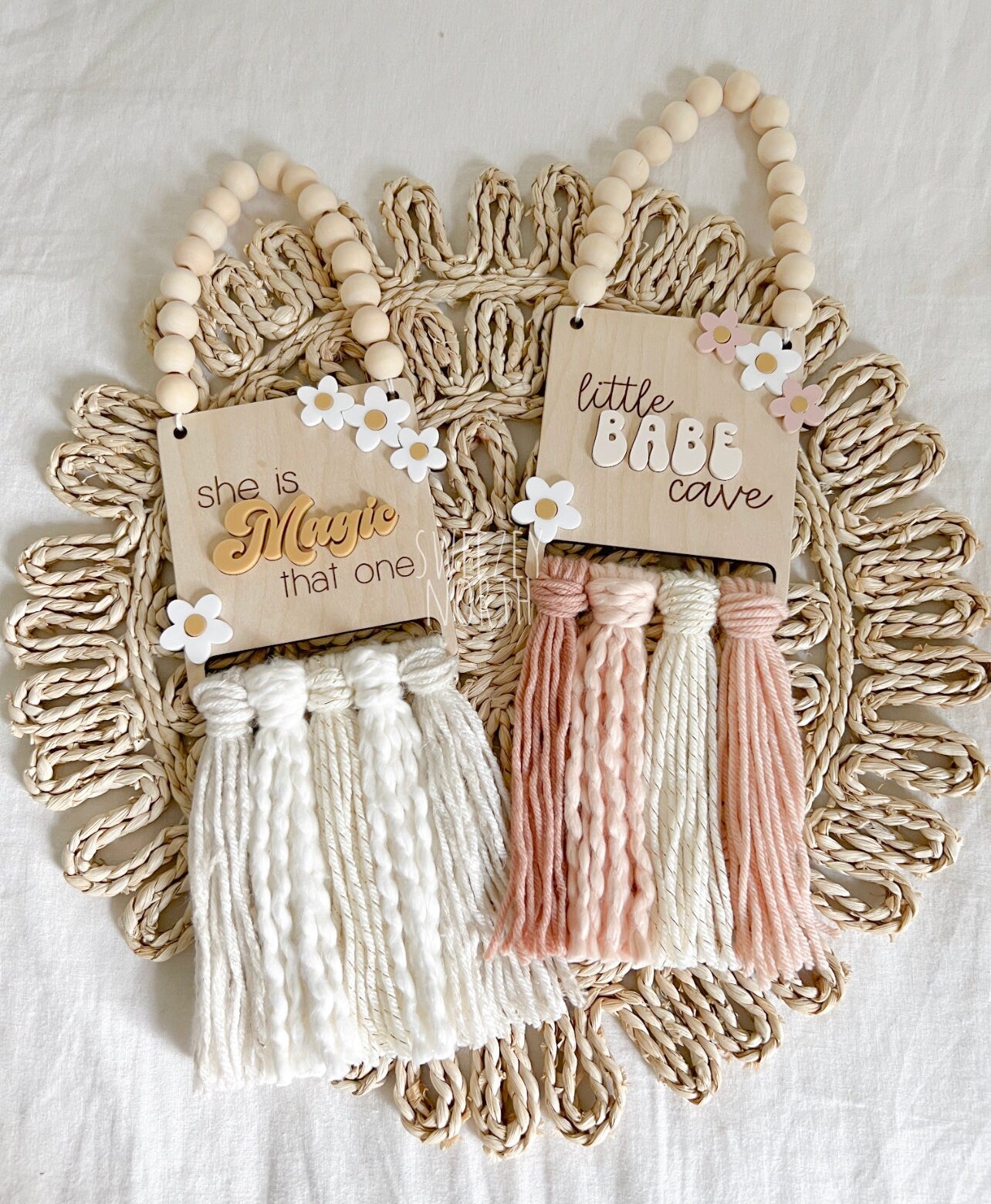 Little babe cave | boho girls decor | floral girls sign | nursery decor | macrame sign | babe cave | daisy sign | daisy room decor