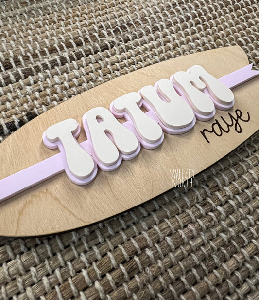surf board name sign | surf board decor | little surfer | surf theme decor | no wake zone | surf decor | wood name sign | nursery sign