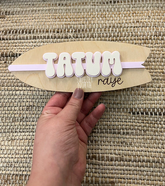 surf board name sign | surf board decor | little surfer | surf theme decor | no wake zone | surf decor | wood name sign | nursery sign
