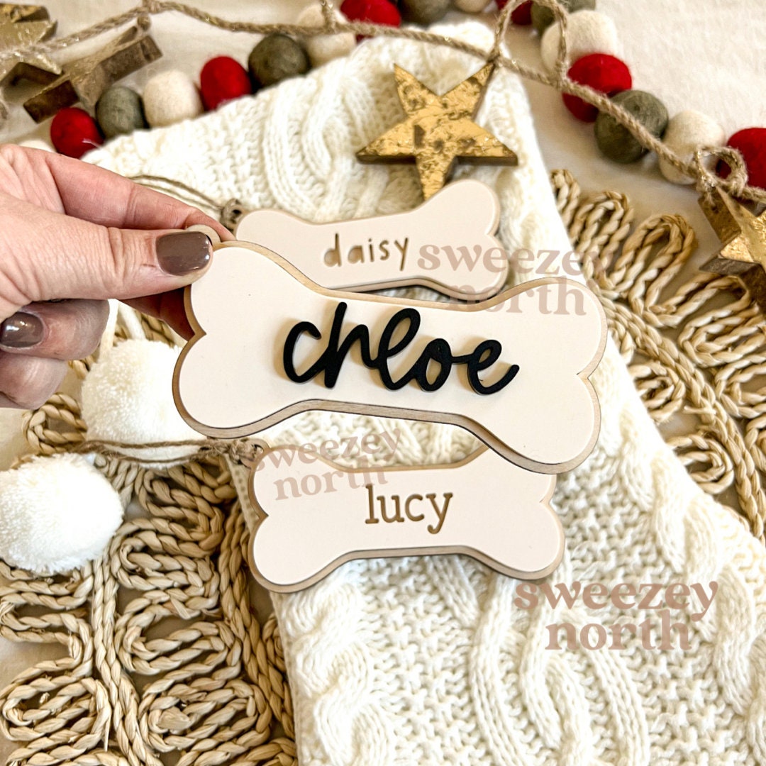 Dog stocking tag | dog bone stocking tag | acrylic stocking tag for dogs | stocking tag personalized | personalized dog bone ornament