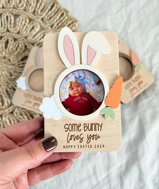 some bunny loves you | easter fridge photo magnet | easter gift | some bunny gift | gift for grandma | grandparents gift | fridge photo