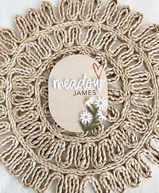 Floral Birth Announcement Sign