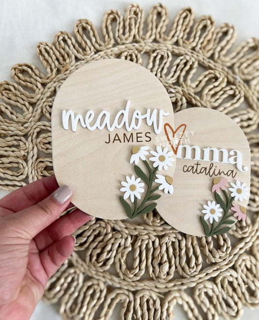 Floral Birth Announcement Sign
