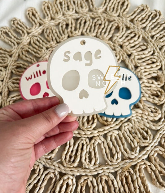 Skull tag | halloween bag tag | boho tag | boo bag | boo basket tag | name tag | boo basket | Halloween basket | glow in the dark