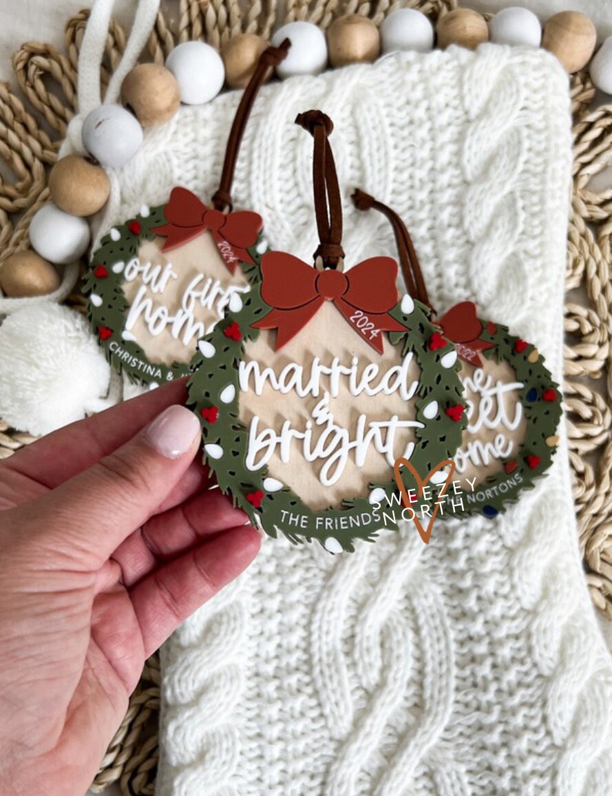 First home ornament | married and bright | new home ornament | first Christmas married | first Christmas in our new home | married ornament