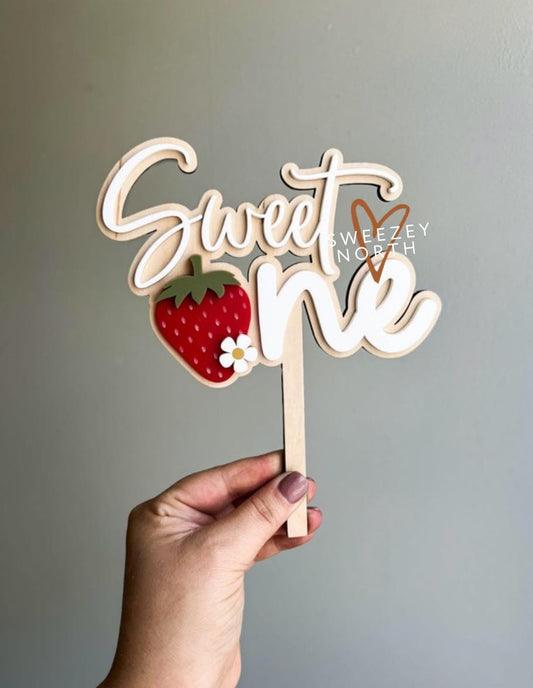 Strawberry cake topper | sweet one strawberry cake topper | berry first birthday | baby first birthday | acrylic cake topper | smash cake