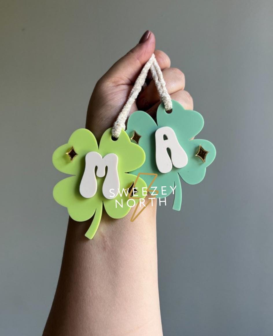 St Patrick’s day basket tag | basket tag | clover tag | kids name tag | acrylic name tag | mini basket tag | shamrock tag | 4 leaf clover