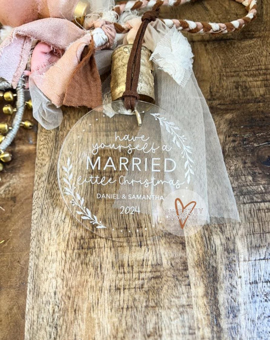 Married and bright ornament | first Christmas married ornament | married ornament | marriage ornament | our first Christmas married ornament