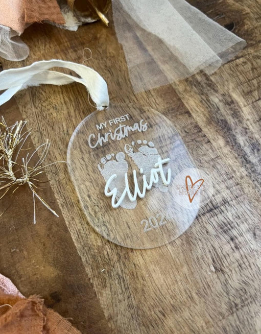 First Christmas ornament | footprint ornament | baby footprint keepsake | memorial ornament | newborn keepsake | first Christmas ornament