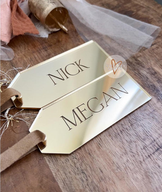 Stocking name tag | gold mirror stocking tag | name tags for Christmas stocking | stocking tags acrylic | gold stocking tag | boho stocking